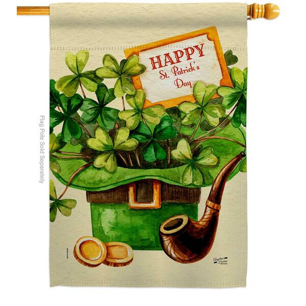 Patio Trasero Cover & Hat Springtime St Patrick Double-Sided Garden Decorative House Flag, Multi Color PA3914730